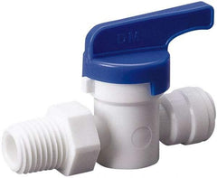 Value Collection - 3/8 x 3/8" Pipe, Full Port, Polysulfone Standard Ball Valve - Inline - Two Way Flow, Push Fit Ends, Lever Handle, 250 WOG, 200 WSP - Americas Industrial Supply