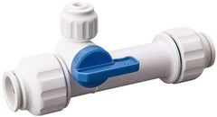 Value Collection - 1/2 x 1/4" Pipe, Full Port, Polysulfone Standard Ball Valve - Inline - Two Way Flow, Push Fit Ends, Lever Handle, 250 WOG, 200 WSP - Americas Industrial Supply