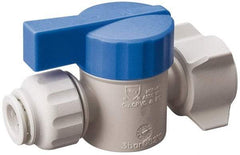 Value Collection - 1/4 x 1/2" Pipe, Full Port, Polysulfone Standard Ball Valve - Inline - Two Way Flow, Push Fit Ends, Lever Handle, 250 WOG, 200 WSP - Americas Industrial Supply