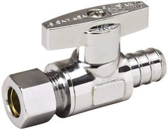 Value Collection - PEX 1/2 Inlet, 125 Max psi, Chrome Finish, Brass Water Supply Stop Valve - 3/8 Compression Outlet, Straight, Chrome Handle, For Use with Any Water Supply Shut Off Application - Americas Industrial Supply