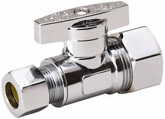 Value Collection - Compression 5/8 Inlet, 125 Max psi, Chrome Finish, Brass Water Supply Stop Valve - 3/8 Compression Outlet, Straight, Chrome Handle, For Use with Any Water Supply Shut Off Application - Americas Industrial Supply