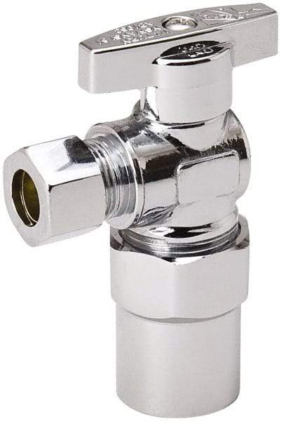 Value Collection - CPVC 1/2 Inlet, 125 Max psi, Chrome Finish, Brass Water Supply Stop Valve - 3/8 Compression Outlet, Angle, Chrome Handle, For Use with Any Water Supply Shut Off Application - Americas Industrial Supply