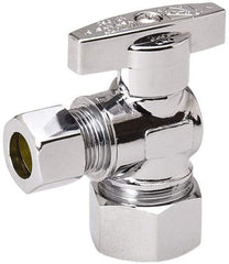 Value Collection - Compression 5/8 Inlet, 125 Max psi, Chrome Finish, Brass Water Supply Stop Valve - 3/8 Compression Outlet, Angle, Chrome Handle, For Use with Any Water Supply Shut Off Application - Americas Industrial Supply