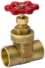 Value Collection - 3/4" Pipe, Class 150, C x C Brass Wedge Compact Gate Valve - 200 WOG, 200 WSP, Screw Over Bonnet, For Use with Water, Oil & Gas - Americas Industrial Supply