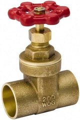Value Collection - 1/2" Pipe, Class 150, C x C Brass Wedge Compact Gate Valve - 200 WOG, 200 WSP, Screw Over Bonnet, For Use with Water, Oil & Gas - Americas Industrial Supply