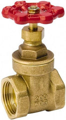 Value Collection - 1/2" Pipe, Class 150, IPS Brass Wedge Compact Gate Valve - 200 WOG, 200 WSP, Screw Over Bonnet, For Use with Water, Oil & Gas - Americas Industrial Supply