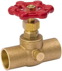 Value Collection - 3/4" Pipe, 125 psi WOG Rating, Brass Stop & Waste Valve - Lobe Type Handle, C x C End Connections, Use with Water, Oil, Air - Americas Industrial Supply