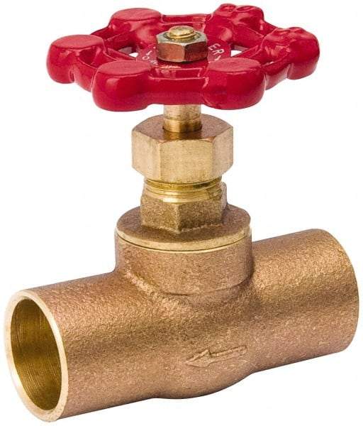 Value Collection - 3/4" Pipe, 125 psi WOG Rating, Brass, Stop Valve - Lobe Type Handle, C x C End Connections, Use with Water, Oil, Air - Americas Industrial Supply