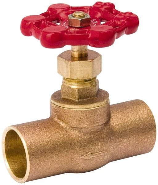 Value Collection - 1/2" Pipe, 125 psi WOG Rating, Brass, Stop Valve - Lobe Type Handle, C x C End Connections, Use with Water, Oil, Air - Americas Industrial Supply