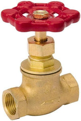 Value Collection - 3/4" Pipe, 125 psi WOG Rating, Brass, Stop Valve - Lobe Type Handle, IPS End Connections, Use with Water, Oil, Air - Americas Industrial Supply