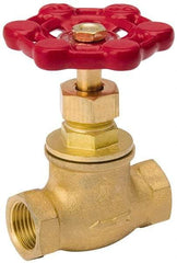 Value Collection - 1/2" Pipe, 125 psi WOG Rating, Brass, Stop Valve - Lobe Type Handle, IPS End Connections, Use with Water, Oil, Air - Americas Industrial Supply