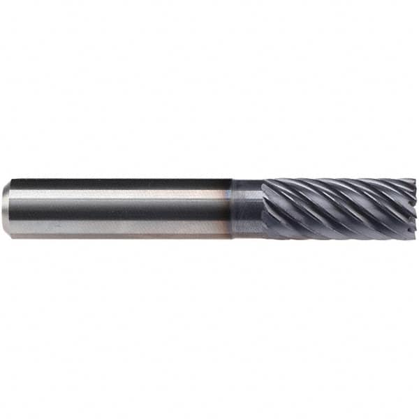 Emuge - 10mm Diam, 22mm LOC, 10 Flute Solid Carbide Roughing & Finishing End Mill - TiAlN Finish, 72mm OAL, 10mm Shank Diam, Cylindrical Shank, 40° Helix, Long Length - Americas Industrial Supply