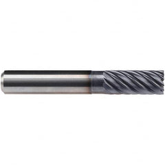 Emuge - 10mm Diam, 22mm LOC, 10 Flute Solid Carbide Roughing & Finishing End Mill - TiAlN Finish, 72mm OAL, 10mm Shank Diam, Cylindrical Shank, 40° Helix, Long Length - Americas Industrial Supply