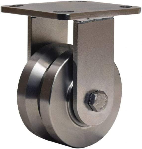 Hamilton - 4" Diam x 2" Wide, Stainless Steel Rigid Caster - 850 Lb Capacity, Top Plate Mount, 4" x 4-1/2" Plate, Stainless Steel Precision Ball Bearing - Americas Industrial Supply