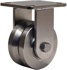 Hamilton - 4" Diam x 2" Wide, Stainless Steel Rigid Caster - 850 Lb Capacity, Top Plate Mount, 4" x 4-1/2" Plate, Delrin Bearing - Americas Industrial Supply