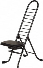 Vestil - 16-3/4" Wide x 21-1/4" Deep x 13" & 34" High, Steel Folding Chair with 1" Padded Seat - Black - Americas Industrial Supply