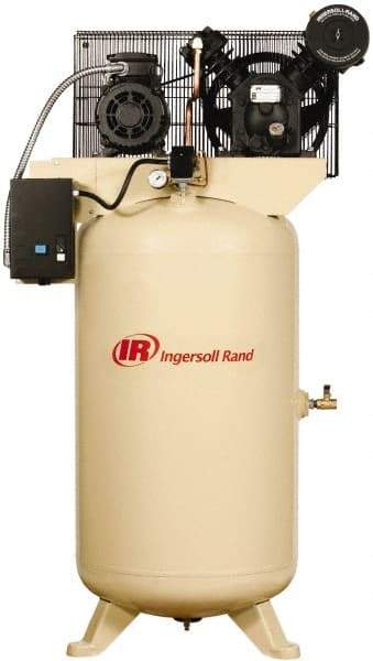 Ingersoll-Rand - 5 hp, 80 Gal Stationary Electric Vertical Air Compressor - Three Phase, 175 Max psi, 14 CFM, 230 Volt - Americas Industrial Supply