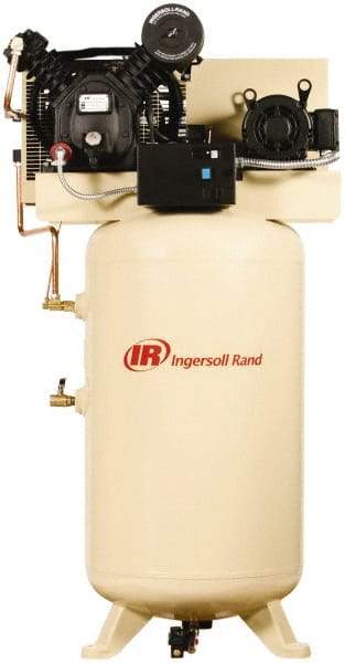 Ingersoll-Rand - 7.5 hp, 80 Gal Stationary Electric Vertical Air Compressor - Three Phase, 175 Max psi, 24 CFM, 460 Volt - Americas Industrial Supply