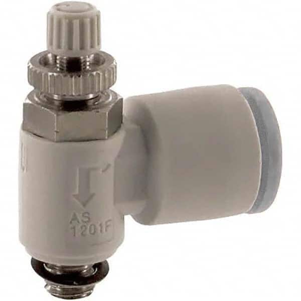 SMC PNEUMATICS - Speed & Flow Control Valves Valve Type: Flow Control Elbow Male Thread Size: 10-32 UNF - Americas Industrial Supply