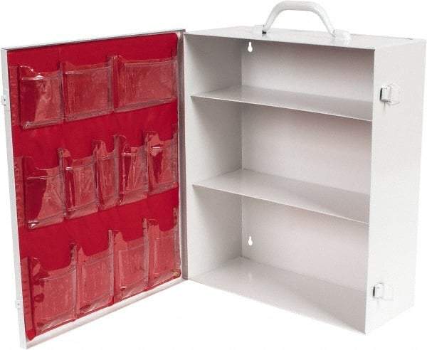 Medique - 15-3/4 Inch Wide x 5-3/8 Inch Deep x 16-3/4 Inch High, Fixed Industrial Empty First Aid Cabinet - Metal, Horizontal, 3 Shelves, White - Americas Industrial Supply