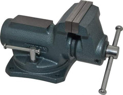Wilton - 4" Jaw Width, 2-1/4" Opening Capacity, 2" Throat Depth, Steel Swivel Bench Vise - Bolt Down Base Attachment, 10.1" Long x 5.3" Wide x 5.3" High - Americas Industrial Supply
