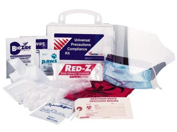 Medique - 13 Piece, Body Fluid Clean-Up First Aid Kit - 6-1/4" Wide x 3" Deep x 6" High, Cardboard - Americas Industrial Supply