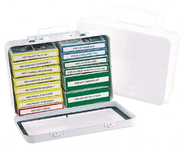 Medique - 14 & 16 Piece, 16 Person, Refill for Industrial First Aid Kit - 9-3/16" Wide x 2-3/4" Deep x 6-1/4" High, Plastic Case - Americas Industrial Supply