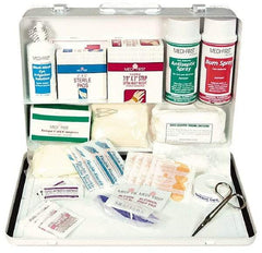 Medique - 98 Piece, 20 Person, Multipurpose/Auto/Travel First Aid Kit - 14" Wide x 3" Deep x 9-1/2" High, Metal Case - Americas Industrial Supply