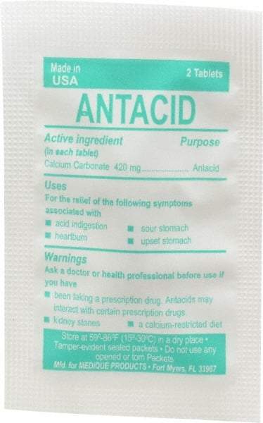Medique - Mint Flavor Medi-First Antacid Tablets - Antacids & Stomach Relief - Americas Industrial Supply