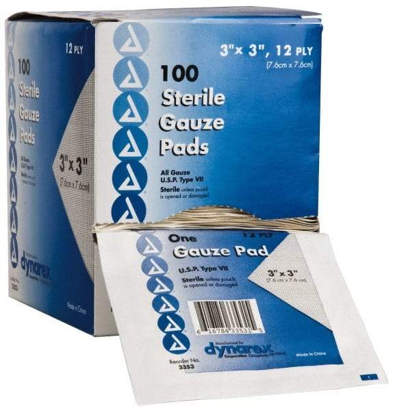Medique - 3" Long x 3" Wide, General Purpose Pad - Gauze Bandage - Americas Industrial Supply
