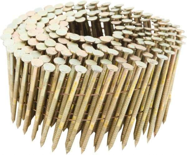 Stanley Bostitch - 12 Gauge 0.113" Shank Diam 2-3/8" Long Framing Nails for Power Nailers - Steel, Galvanized Finish, Ring Shank, Coil Wire Collation, Round Head, Chisel Point - Americas Industrial Supply