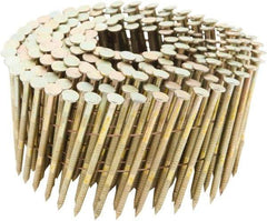 Stanley Bostitch - 12 Gauge 0.113" Shank Diam 2-3/8" Long Framing Nails for Power Nailers - Steel, Galvanized Finish, Ring Shank, Coil Wire Collation, Round Head, Chisel Point - Americas Industrial Supply