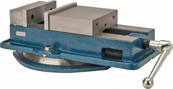 Interstate - 8" Jaw Width, 8-1/4" Jaw Opening Capacity, Horizontal Swivel Machine Vise - Manual Operation, 1 Station, 21-3/4" Long x 5-5/16" High x 2" Deep, 2" Jaw Height - Americas Industrial Supply
