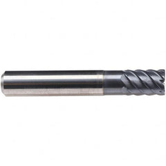 Emuge - 8mm Diam, 12mm LOC, 6 Flute Solid Carbide Roughing & Finishing End Mill - TiAlN Finish, 58mm OAL, 8mm Shank Diam, Cylindrical Shank, 50° Helix, Stub Length - Americas Industrial Supply