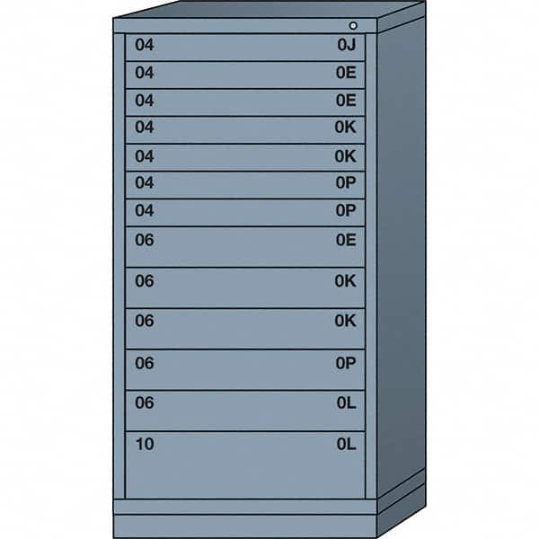 Lyon - 13 Drawer, Standard Eye-Level - Single Drawer Access Cabinet - Steel, 30" Wide x 28-1/4" Deep x 59-1/4" High, Dove Gray - Americas Industrial Supply