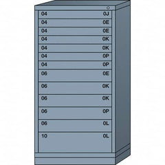 Lyon - 13 Drawer, Standard Eye-Level - Multiple Drawer Access Cabinet - Steel, 30" Wide x 28-1/4" Deep x 59-1/4" High, Dove Gray - Americas Industrial Supply