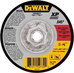DeWALT - 4-1/2" Ceramic Cutoff Wheel - 0.045" Thick, 5/8-11 Arbor, 13,300 Max RPM, Use with Angle Grinders - Americas Industrial Supply