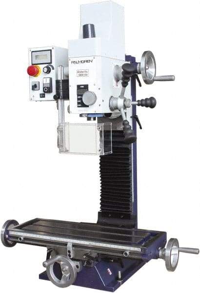 Palmgren - 7" Table Width x 19-11/16" Table Length, Electronic Variable Speed Control, 1 Phase Knee Milling Machine - 2MT Spindle Taper, 1-1/4 hp - Americas Industrial Supply