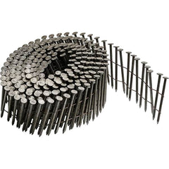 DeWALT - 13 Gauge 2-1/2" Long Roofing Nails for Power Nailers - Steel, Galvanized Finish, Smooth Shank, Coil Collation, Round Head, Blunt Diamond Point - Americas Industrial Supply