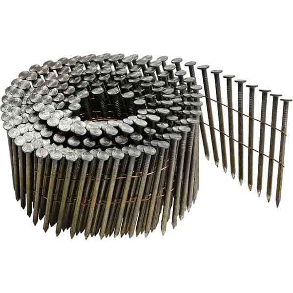DeWALT - 13 Gauge 2-1/2" Long Roofing Nails for Power Nailers - Steel, Bright Finish, Smooth Shank, Coil Collation, Round Head, Blunt Diamond Point - Americas Industrial Supply