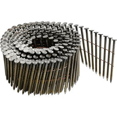 DeWALT - 13 Gauge 2" Long Roofing Nails for Power Nailers - Steel, Bright Finish, Smooth Shank, Coil Collation, Round Head, Blunt Diamond Point - Americas Industrial Supply