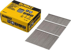 DeWALT - 16 Gauge 2-1/2" Long Finishing Nails for Power Nailers - Steel, Bright Finish, Smooth Shank, Angled Stick Collation, Round Head, Chisel Point - Americas Industrial Supply