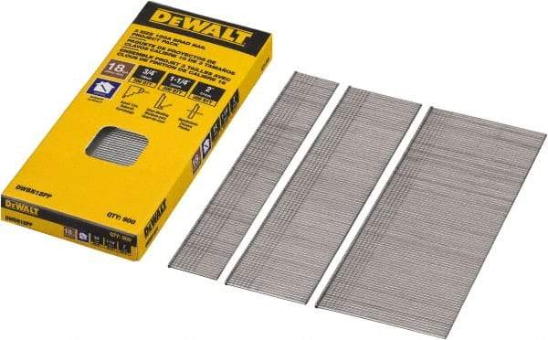 DeWALT - 18 Gauge 2" Long Brad Nails for Power Nailers - Steel, Bright Finish, Smooth Shank, Angled Stick Collation, Round Head, Chisel Point - Americas Industrial Supply