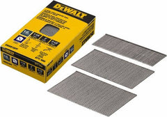 DeWALT - 16 Gauge 2-1/2" Long Finishing Nails for Power Nailers - Steel, Bright Finish, Smooth Shank, Angled Stick Collation, Round Head, Chisel Point - Americas Industrial Supply