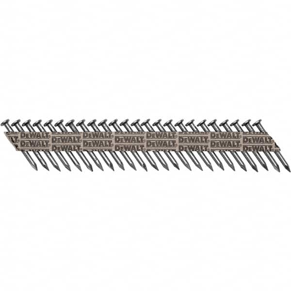 DeWALT - 9 Gauge 1-1/2" Long Metal Connecting Nails for Power Nailers - Steel, Bright Finish, Smooth Shank, Angled Stick Collation, Round Head - Americas Industrial Supply