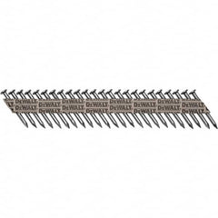 DeWALT - 9 Gauge 1-1/2" Long Metal Connecting Nails for Power Nailers - Steel, Bright Finish, Smooth Shank, Angled Stick Collation, Round Head - Americas Industrial Supply