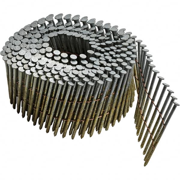 DeWALT - 13 Gauge 2-3/16" Long Siding Nails for Power Nailers - Steel, Galvanized Finish, Ring Shank, Coil Collation, Round Head, Blunt Diamond Point - Americas Industrial Supply