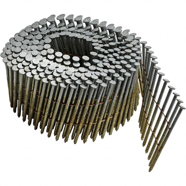 DeWALT - 13 Gauge 2" Long Siding Nails for Power Nailers - Steel, Galvanized Finish, Ring Shank, Coil Collation, Round Head, Blunt Diamond Point - Americas Industrial Supply