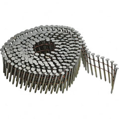DeWALT - 14 Gauge 1-1/2" Long Siding Nails for Power Nailers - Steel, Galvanized Finish, Ring Shank, Coil Collation, Round Head, Blunt Diamond Point - Americas Industrial Supply