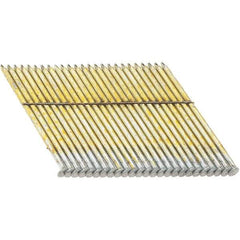 DeWALT - 11 Gauge 3" Long Framing Nails for Power Nailers - Steel, Galvanized Finish, Smooth Shank, Angled Stick Collation, Round Head - Americas Industrial Supply